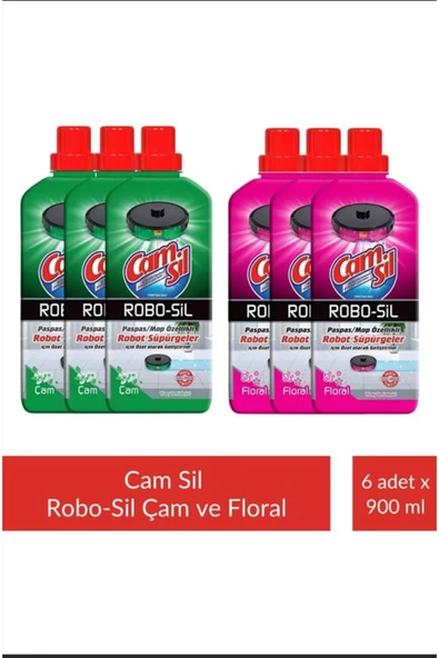 Camsil Robo-Sil Çam Yüzey Temizleyici x 3 Adet + Camsil Robo-Sil Floral Yüzey Temizleyici x 3 Adet ürün görseli 1