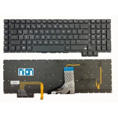 Nion Hp Omen 17-AN001NT 1WQ73EA uyumlu Notebook Klavye (Siyah TR Aydınlatmalı) ürün görseli 1