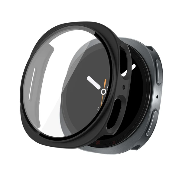 Samsung Galaxy Watch 8 44mm Uyumlu Kılıf Sert PC Kasa ve Ekran Koruyucu Kılıf  Siyah ürün görseli 1