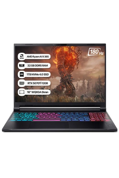 Acer Nitro 16S NH.U07EY.001-32 Ryzen AI 9 365 32GB 1TB SSD RTX5070Tİ-12GB 180Hz 16 WQXGA Dos Taşınabilir Bilgisayar ürün görseli 1