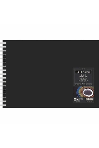 Black Drawing Book Murillo Nero 190gr. Landscape Çizim Blok A5 40 Sayfa - 14.8x21cm (spiralli) ürün görseli 1