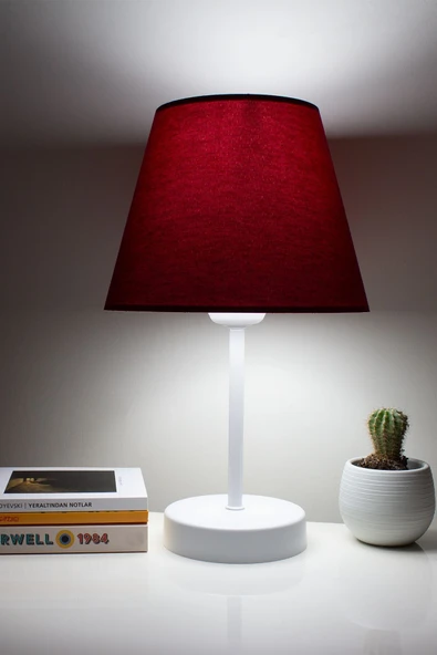 Vivido Home Bordo Modern Beyaz Ayaklı Abajur ürün görseli 1
