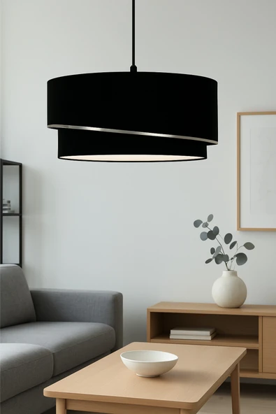 Vivido Home Siyah Astra Kumaş Avize ürün görseli 1