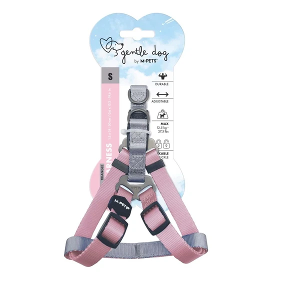 M-Pets Gentle Triangle Köpek Göğüs Tasması Pembe S ürün görseli 1