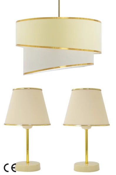 Vivido Home Krem Gold Julien Üçlü Abajur ve Avize Seti ürün görseli 1