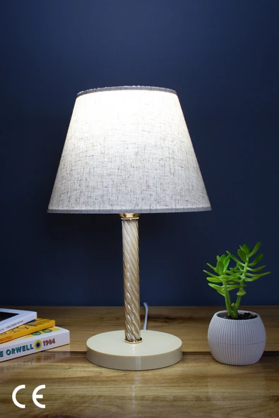 Vivido Home Dora Elegant Komodin Abajur Krem Ayaklı Aydınlatma ürün görseli 1