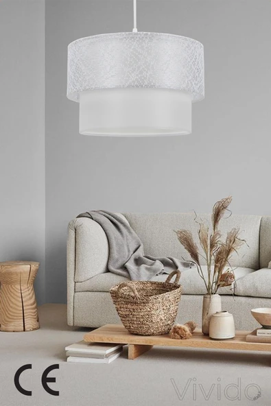 Vivido Home Pasta Sarkıt Avize Dantelli Beyaz ürün görseli 1