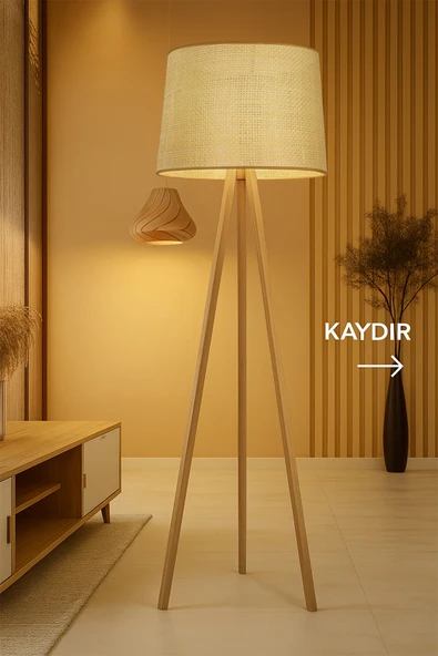 Vivido Home Doğal Rattan Hasır Ahşap Lambader ürün görseli 1
