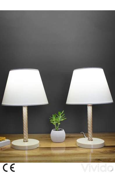 Vivido Home Krem Elegant İkili Abajur ürün görseli 1