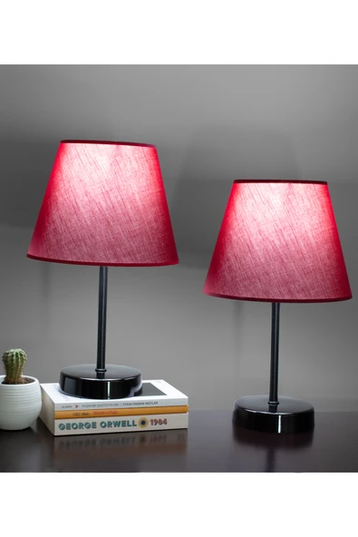 Vivido Home Bordo Abajur Modern Ikili Siyah Ayaklı Masa Lambası ürün görseli 1