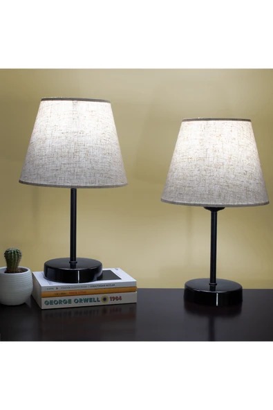 Vivido Home Dora Modern Ikili Abajjur Siyah Ayaklı Masa Lambası ürün görseli 1