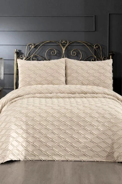 Prestij Puffy Yakut 2 Parça Tek Kişilik Yatak Örtüsü, Pike Örtüsü (180x240)-Kahve ürün görseli 1
