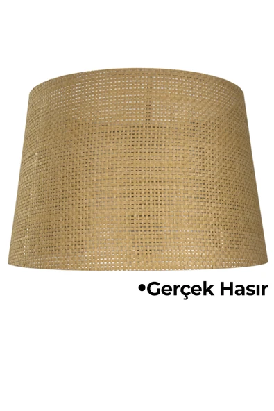 Vivido Home Hasır Hazeran Rattan Doğal Lambader Şapkası ürün görseli 1