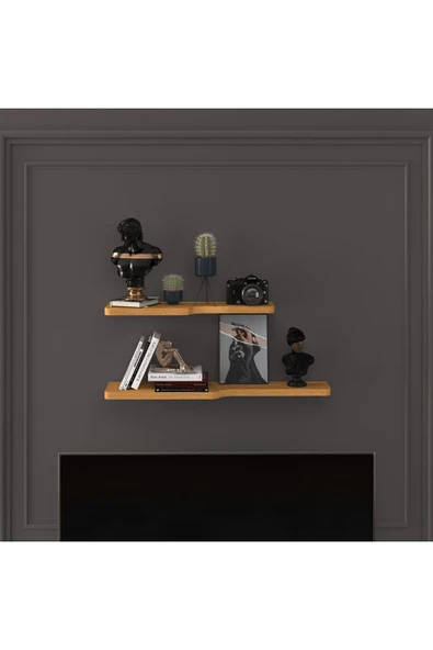 Modern 2'li Uçan Raf Çok Amaçlı Duvar Rafı Organizer %100 MDF Kitaplık Mutfak Banyo Rafı DRF03  Petra ürün görseli 1