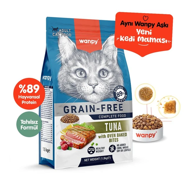 Wanpy Tahılsız Ton Balıklı Yetişkin Kedi Maması 1,5 Kg ürün görseli 1