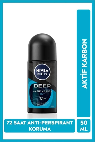 Nivea Roll-On Deep Beat Aktif Karbon Erkek 50 ml ürün görseli 1