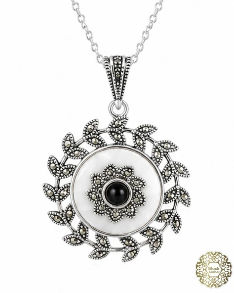 yuvarlak taşlı kolye sk0003 - Resim 2
