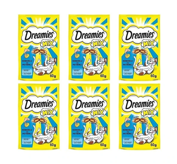 Dreamies Mix Somonlu ve Peynirli Kedi Ödülü 6 Adet x 60 Gr ürün görseli 1