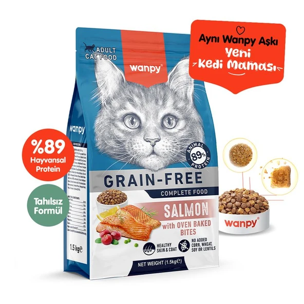 Wanpy Tahılsız Somonlu Yetişkin Kedi Maması 1,5 Kg ürün görseli 1