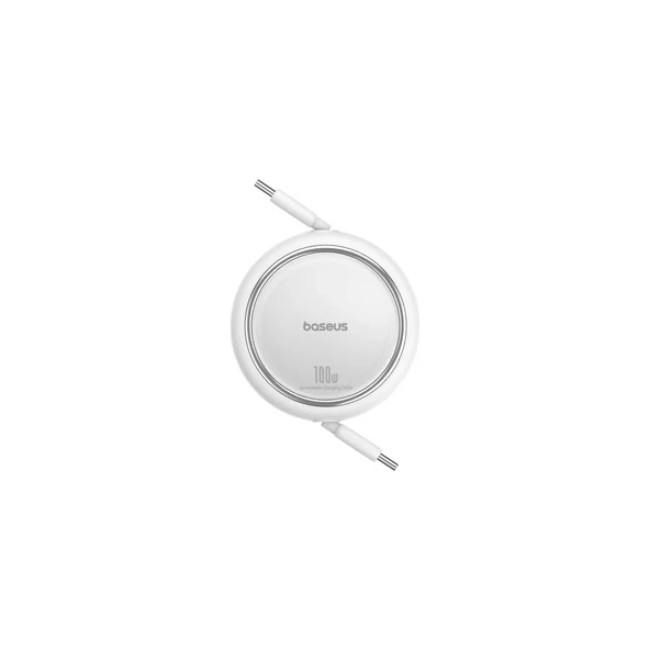 Baseus FREE2PULL Mini Makaralı Type-C To Type-C 100W Kablo 2 mt Beyaz - Resim 3