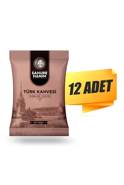 Tada Sahure Hanım Premium Taze Öğütülmüş Bol Köpüklü Soft Yumuşak Içim Türk Kahvesi 100 gr (12 ADET) ürün görseli 1