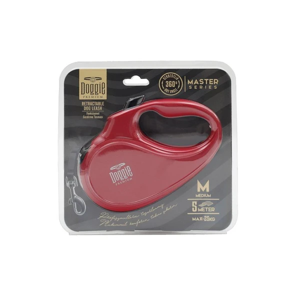 Doggie Otomatik Uzatma Tasması Master Seri Kırmızı 25Kg/5Mt ürün görseli 1