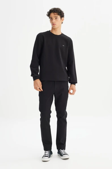 Erkek Baskılı Sweatshirt Siyah Siyah S - Resim 3
