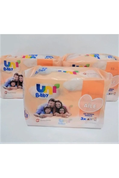 Uni Baby Aile Islak Mendil 3x52 3 Adet ürün görseli 1