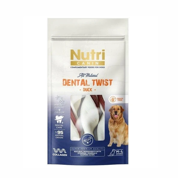 Nutri Canin Dental Twist Ördekli Diş Sağlığı Köpek Ödülü 120 Gr ürün görseli 1