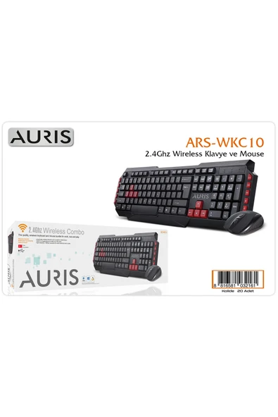 Auris ARS-WKC10 2-4 Ghz Wireless Kablosuz Klavye Mouse Set ürün görseli 1