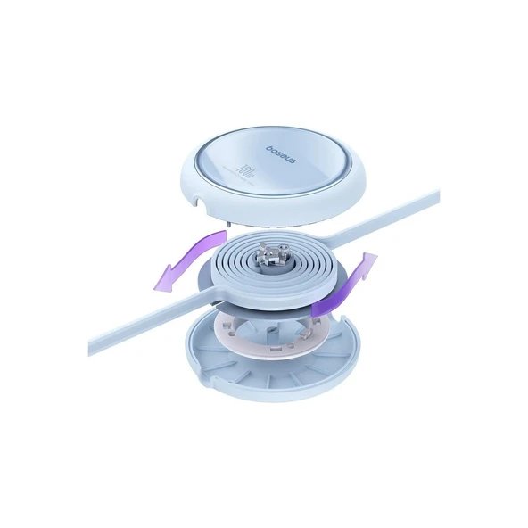 Baseus FREE2PULL Mini Makaralı Type-C To Type-C 100W Kablo 1.5 mt Mavi - Resim 4