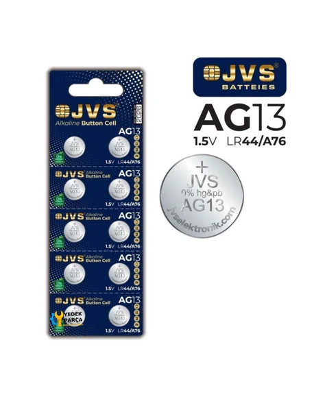 Jvs AG13 (Lr44/A76) 1.5v Düğme Pil 10lu ürün görseli 1
