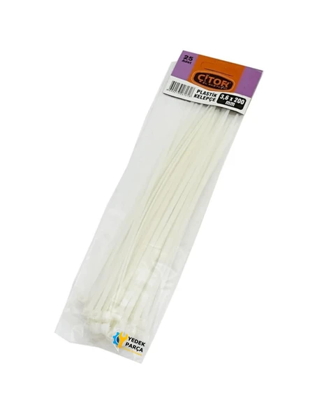 Beyaz Kelepçe Cırt - Naylon Kablo Bağı - 25'li Paket, Dayanıklı ve Çok Amaçlı KOD:161 3,6X200mm ürün görseli 1