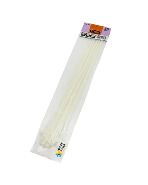 Beyaz Kelepçe Cırt - Naylon Kablo Bağı - 25'li Paket, Dayanıklı ve Çok Amaçlı KOD:163 3,6X300mm ürün görseli 1