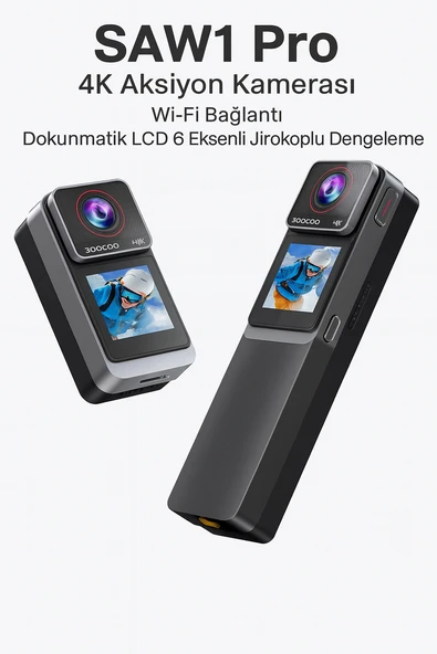 SAW1 Pro 4K Aksiyon Kamerası  Wi-Fi Bağlantı Dokunmatik LCD 6 Eksenli Jiroskoplu Dengeleme ürün görseli 1