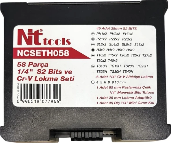 Nttools Bits Uç Ve Lokma Seti 1/4" 58 Parça - Resim 2