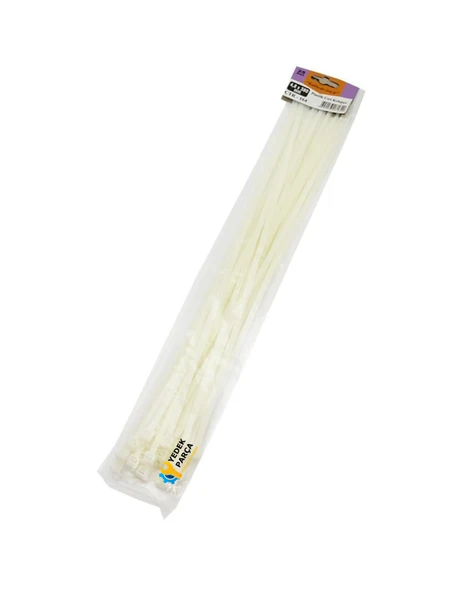 Beyaz Kelepçe Cırt - Naylon Kablo Bağı - 25'li Paket, Dayanıklı ve Çok Amaçlı KOD:164 4,8X380mm ürün görseli 1