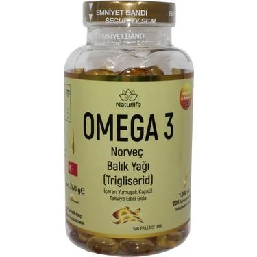 Naturlife Omega-3 Norveç Balık Yağı 1300 mg 200 Softjel ürün görseli 1