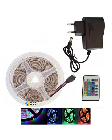 ATC Şerit Led Rgb 16 Renk Uzaktan Kumandalı Tak Çalıştır 5 M 12 Volt ürün görseli 1