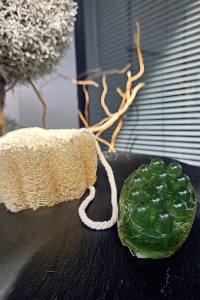 Kabak Lifi Kesesi + Kabak Lifli Saf Yosun Sabunu At Kestanesi Yağı Biberiye Yağı İçeren Sabun SLLT ürün görseli 1
