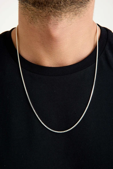 ANDA 925 Ayar Gümüş Unisex Küp Zincir Kolye 1.5 Mm Genişlik ürün görseli 1