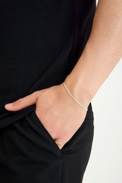 ANDA 925 Ayar Gümüş Unisex Rambo Zincir Bileklik 3 mm ürün görseli 1