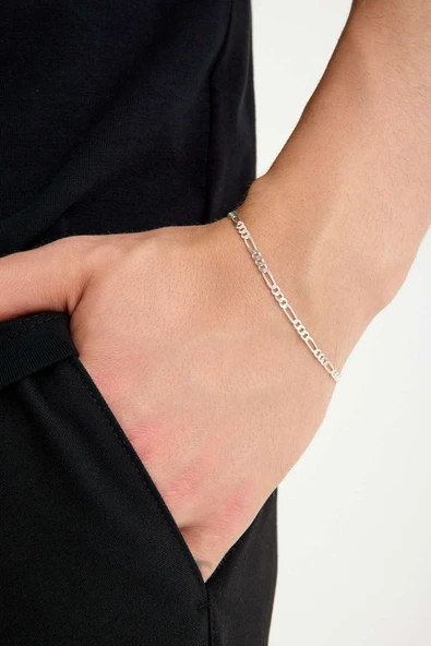 ANDA 925 Ayar Gümüş Unisex Figaro Bileklik 3 mm ürün görseli 1
