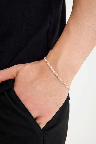 ANDA 925 Ayar Gümüş Unisex Doç Bileklik Doç Zincir Bileklik 3 mm ürün görseli 1