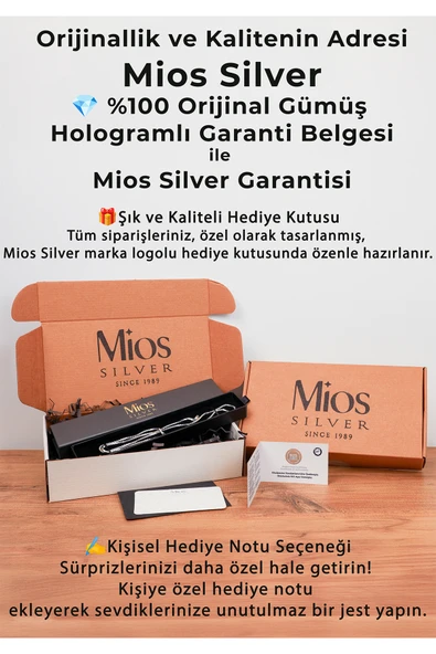 Mios Silver 3mm Figaro 925 Ayar Gümüş Kolye - Resim 7