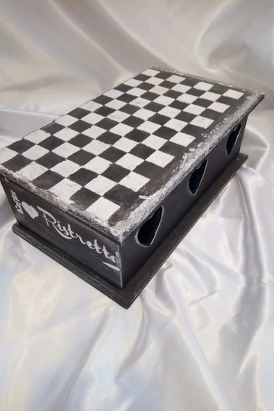 Sevgili Hediye Kutusu Dama Satranç Sevgililer Günü Ahşap El İşi Hand Made Mücevher Kutusu Orta Boy ürün görseli 1