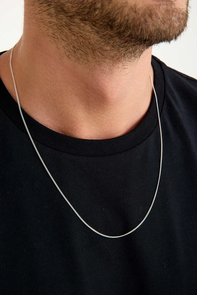 ANDA 925 Ayar Gümüş Unisex Gurmet Zincir Kolye 1.3 mm 60 cm ürün görseli 1