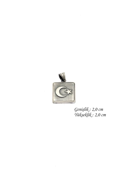 ANDA 925 Ayar Gümüş Kare Ay Yıldızlı Cevşen ürün görseli 1
