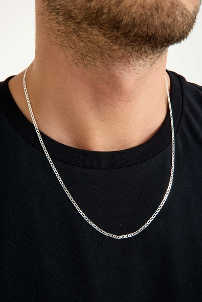 ANDA 925 Ayar Gümüş Unisex Barlı Kolye 2 Mm 60 cm ürün görseli 1