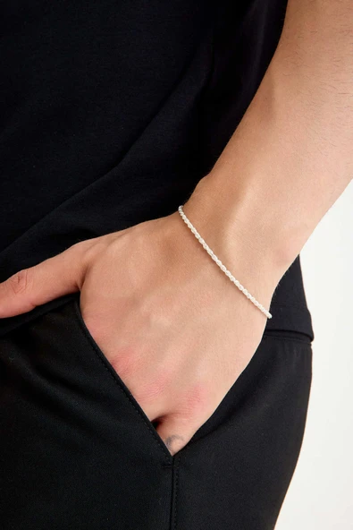 ANDA 925 Ayar Gümüş Unisex Burgu Halat Bileklik 2.5 mm ürün görseli 1
